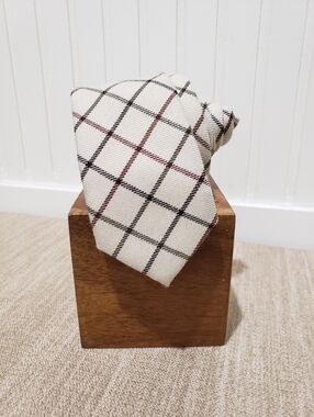 PENDLETON Men's 100% Wool Plaid Neck Tie (57"x2.5") Beige/Maroon